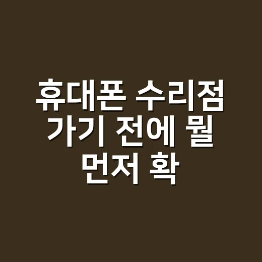 휴대폰 수리점 가기 전에 뭘 먼저 확인해야 할까요? - 요약