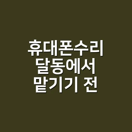 휴대폰수리 달동에서 맡기기 전, 이 증상은 먼저 확인하고 계신가요? - 요약