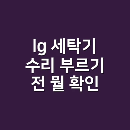 lg 세탁기 수리 부르기 전 뭘 확인해야 할까요? - 요약