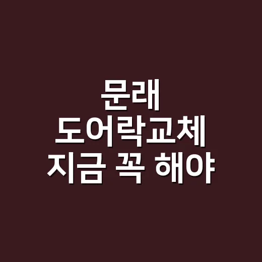문래 도어락교체 지금 꼭 해야 할까요? - 요약