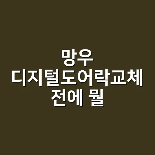 망우 디지털도어락교체 전에 뭘 확인해야 할까요? - 요약