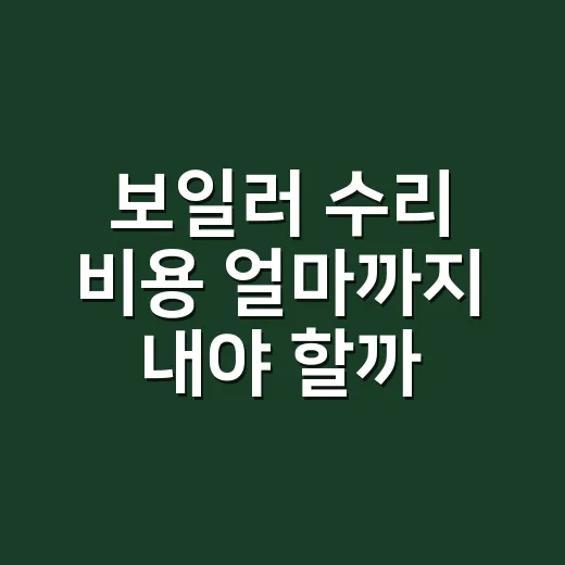 보일러 수리 비용 얼마까지 내야 할까요? - 요약