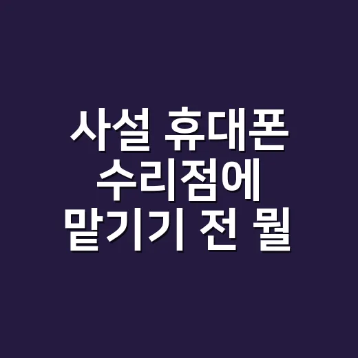 사설 휴대폰 수리점에 맡기기 전 뭘 확인해야 할까요? - 요약