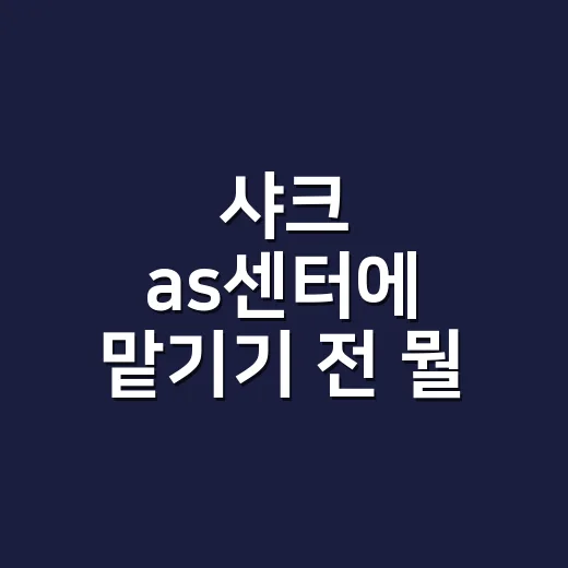 샤크 as센터에 맡기기 전 뭘 확인해야 할까요? - 요약