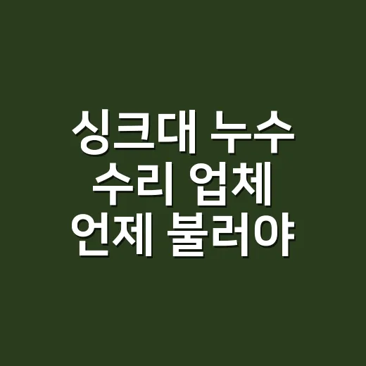 싱크대 누수 수리 업체 언제 불러야 할까요? - 요약