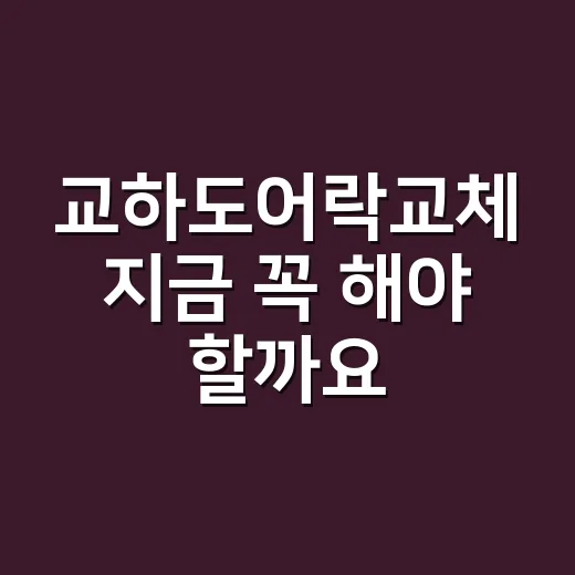 교하도어락교체 지금 꼭 해야 할까요? - 요약