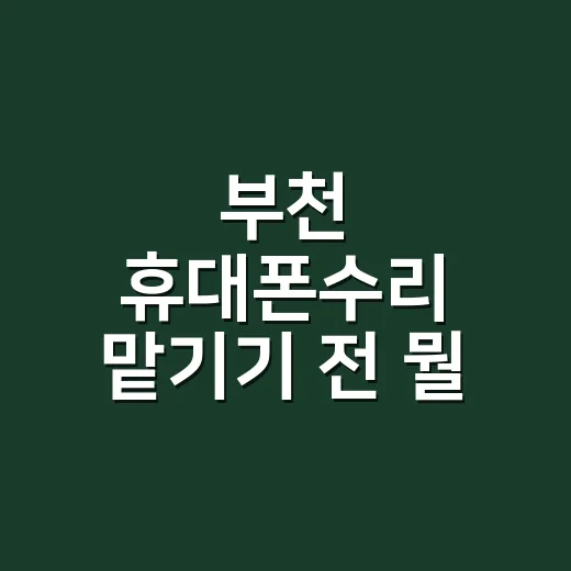 부천 휴대폰수리 맡기기 전 뭘 확인해야 할까요? - 요약