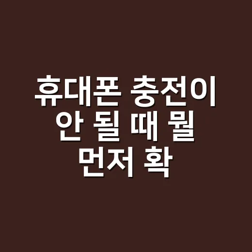 휴대폰 충전이 안 될 때 뭘 먼저 확인해야 할까요? - 요약