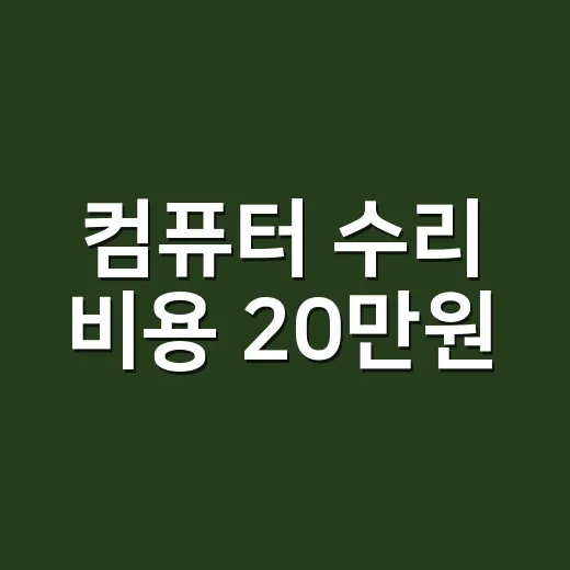 컴퓨터 수리 비용 20만원, 내야 할까요? - 요약