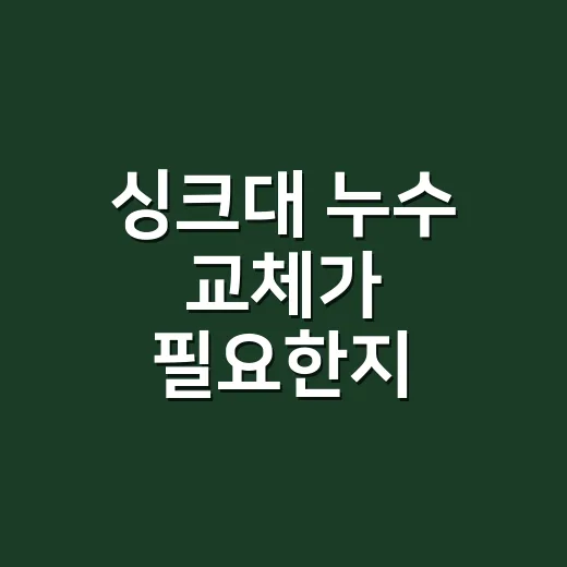 싱크대 누수 교체가 필요한지 어떻게 알까요? - 요약