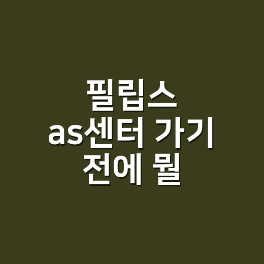 필립스 as센터 가기 전에 뭘 확인해야 할까요? - 요약