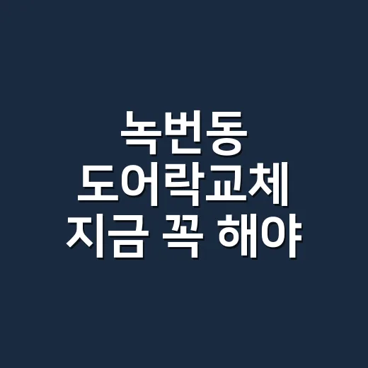 녹번동 도어락교체 지금 꼭 해야 할까요? - 요약