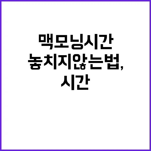 맥모닝 시간을 놓치지 않는 법, 아침이 더 즐거워지는 팁! - 요약