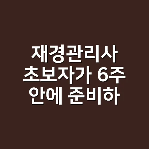 재경관리사 초보자가 6주 안에 준비하는 방법 - 요약