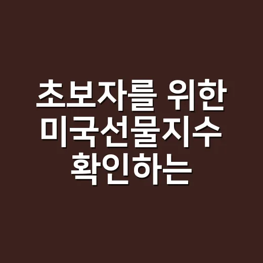 초보자를 위한 미국선물지수 확인하는 방법 - 요약