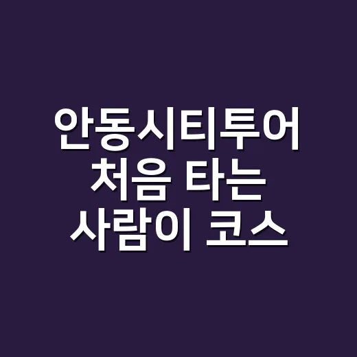 안동시티투어 처음 타는 사람이 코스 고르는 방법 - 요약