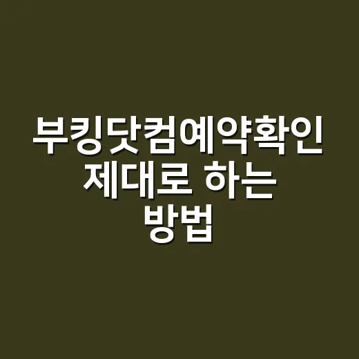부킹닷컴예약확인 제대로 하는 방법, 메일이 안 와도 당황하지 않으려면 - 요약