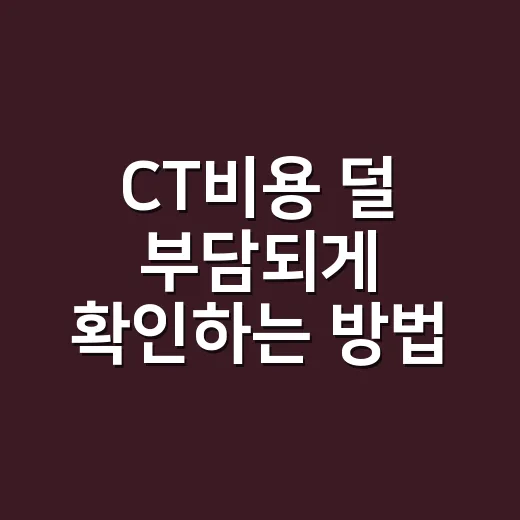 CT비용 덜 부담되게 확인하는 방법 - 요약