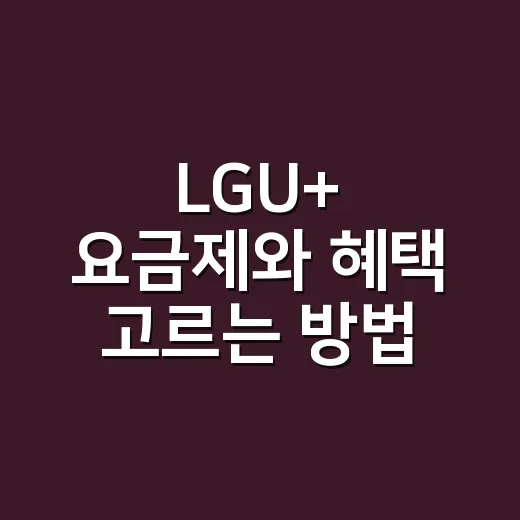 LGU+ 요금제와 혜택 고르는 방법, 초보자도 헷갈리지 않게 - 요약