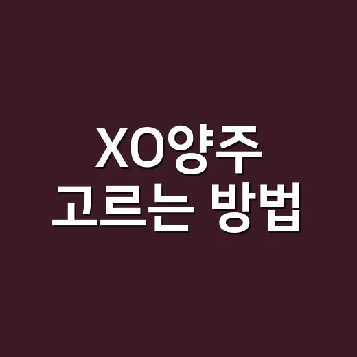 XO양주 고르는 방법, 초보자도 실패 줄이는 기준 - 요약