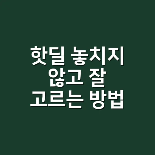 핫딜 놓치지 않고 잘 고르는 방법, 초보자는 이렇게 시작하세요 - 요약