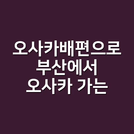 오사카배편으로 부산에서 오사카 가는 방법, 처음 타는 사람 기준으로 챙길 것 - 요약