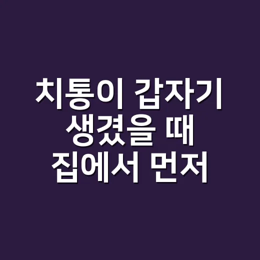 치통이 갑자기 생겼을 때 집에서 먼저 대처하는 방법 - 요약