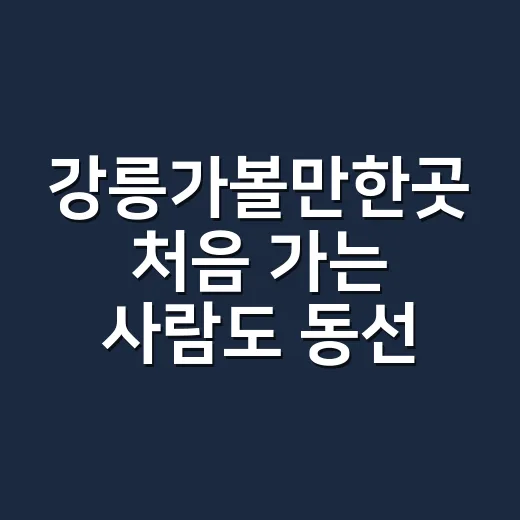 강릉가볼만한곳 처음 가는 사람도 동선 덜 꼬이게 고르는 방법 - 요약