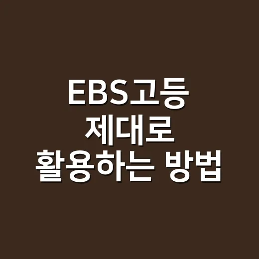 EBS고등 제대로 활용하는 방법, 강의만 듣고 끝내지 않으려면 이렇게 - 요약