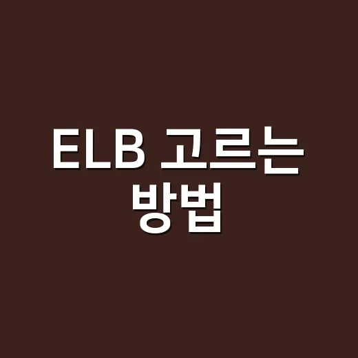 ELB 고르는 방법, 처음 쓰는 사람도 헷갈리지 않게 - 요약