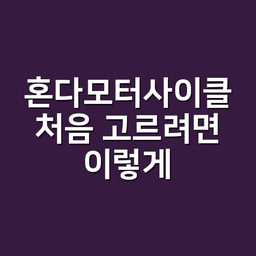 혼다모터사이클 처음 고르려면 이렇게 비교하면 쉽습니다 - 요약