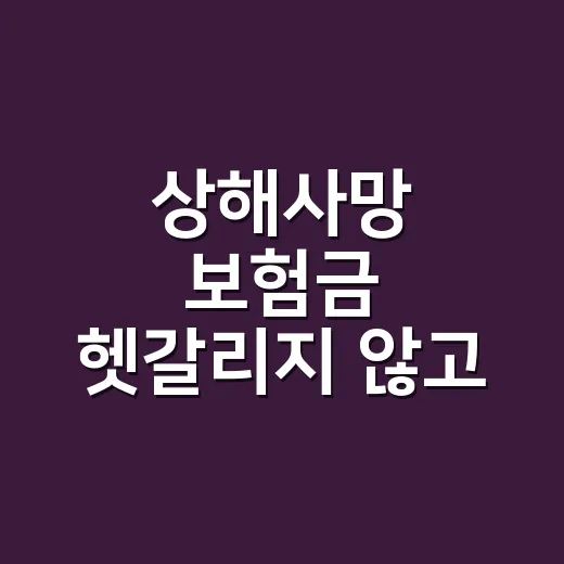 상해사망 보험금 헷갈리지 않고 확인하는 방법 - 요약