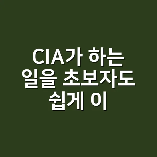 CIA가 하는 일을 초보자도 쉽게 이해하는 방법 - 요약