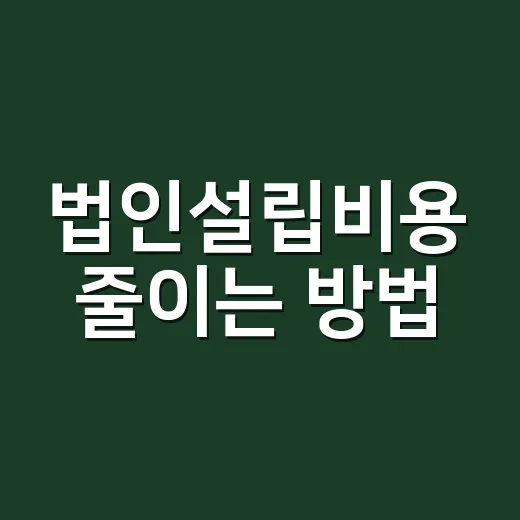 법인설립비용 줄이는 방법, 처음 계산할 때 이렇게 잡으면 됩니다 - 요약