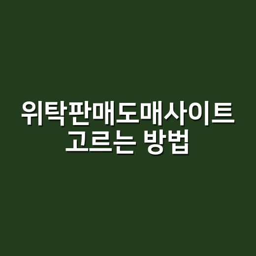 위탁판매도매사이트 고르는 방법, 초보자는 이렇게 시작하면 덜 헤맵니다 - 요약