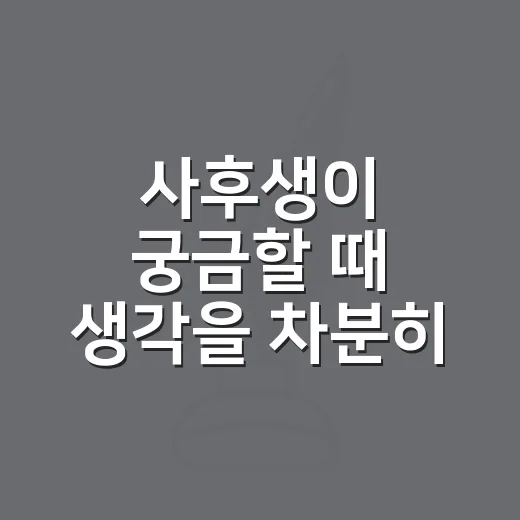 사후생이 궁금할 때 생각을 차분히 잡는 방법 - 요약