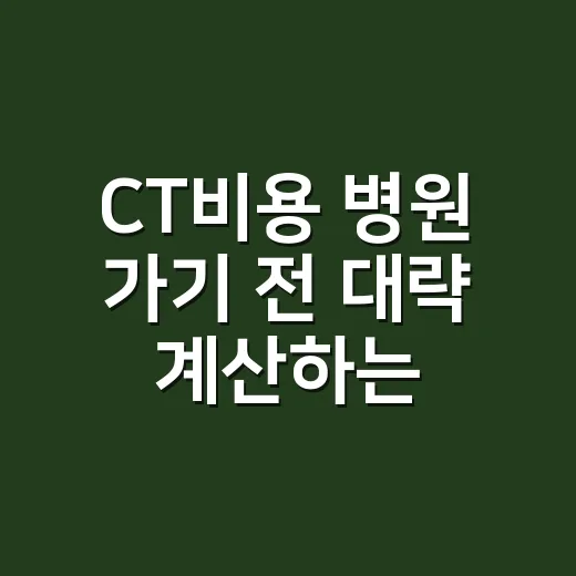CT비용 병원 가기 전 대략 계산하는 방법 - 요약