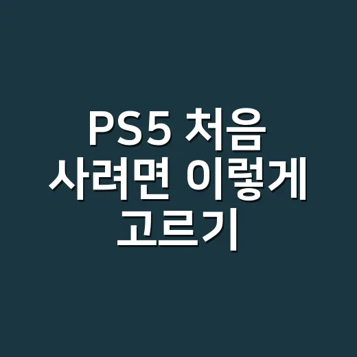 PS5 처음 사려면 이렇게 고르기 - 요약