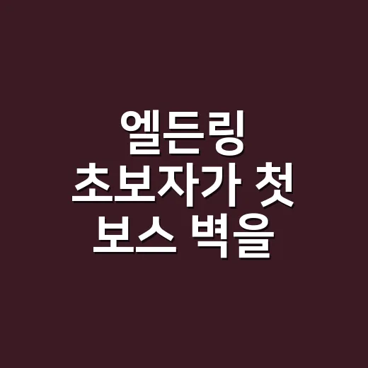 엘든링 초보자가 첫 보스 벽을 넘는 방법 - 요약