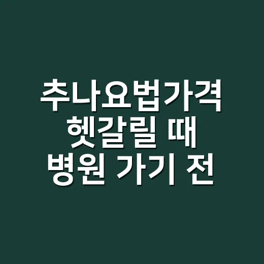 추나요법가격 헷갈릴 때 병원 가기 전 확인하는 방법 - 요약