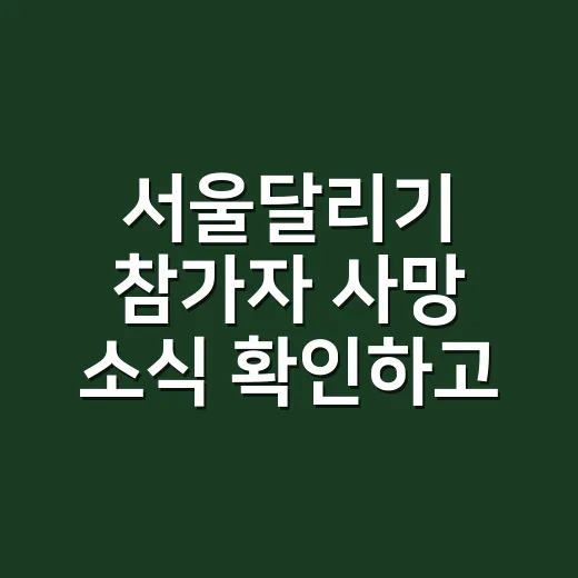 서울달리기 참가자 사망 소식 확인하고 러닝 대회 준비하는 방법 - 요약