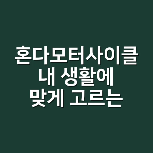 혼다모터사이클 내 생활에 맞게 고르는 방법 - 요약