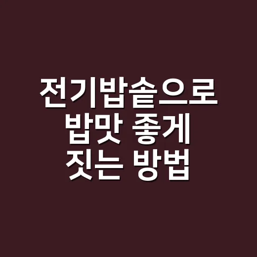 전기밥솥으로 밥맛 좋게 짓는 방법 - 요약