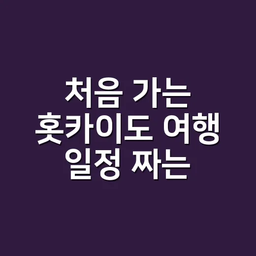 처음 가는 홋카이도 여행 일정 짜는 방법 - 요약