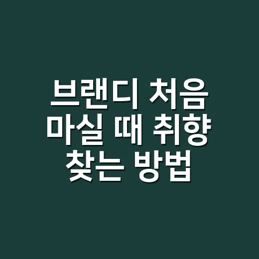 브랜디 처음 마실 때 취향 찾는 방법 - 요약