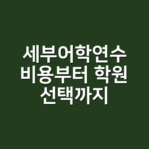 세부어학연수 비용부터 학원 선택까지 현실적으로 준비하는 방법 - 요약