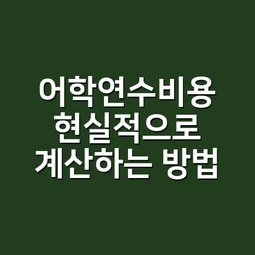 어학연수비용 현실적으로 계산하는 방법 - 요약