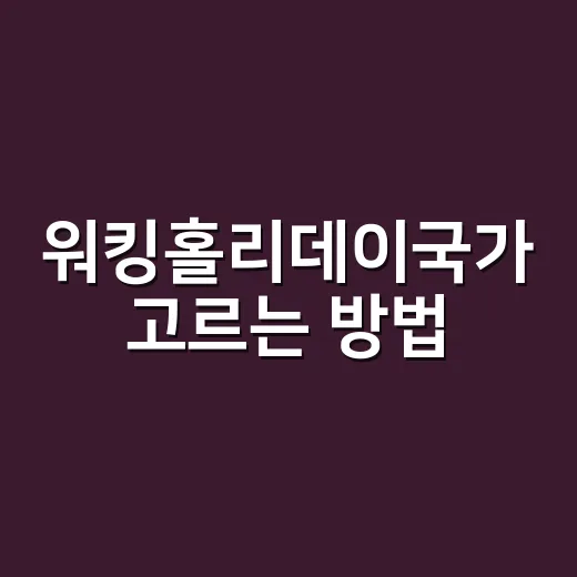 워킹홀리데이국가 고르는 방법, 나이·비용·목표별로 이렇게 보세요 - 요약