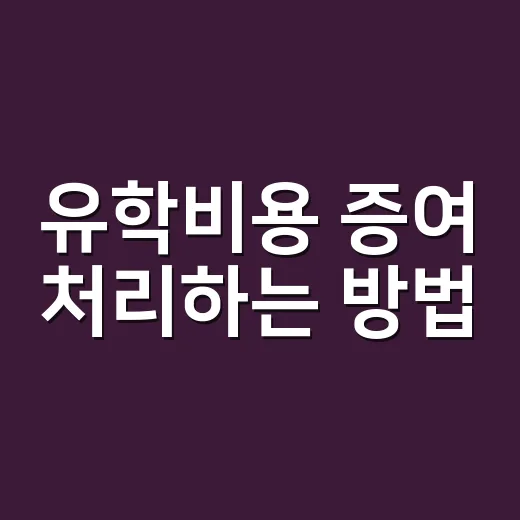 유학비용 증여 처리하는 방법, 부모님 지원금도 이렇게 나눠야 합니다 - 요약