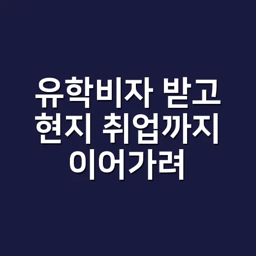 유학비자 받고 현지 취업까지 이어가려면 이렇게 준비하세요 - 요약